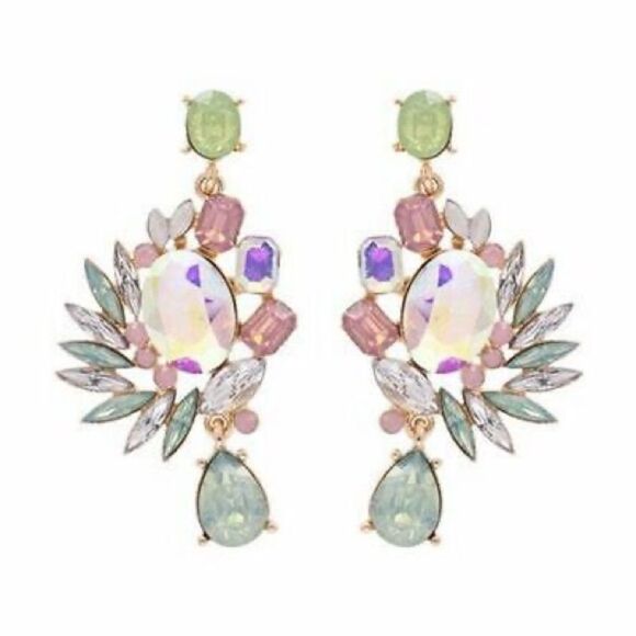 Dynasty Aurora Borealis Crystal Cluster Earrings - Picture 2 of 10